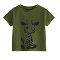 Cute Giraffe Kids Cotton T-Shirt – Olive Green Graphic Tee (6M–8Y)