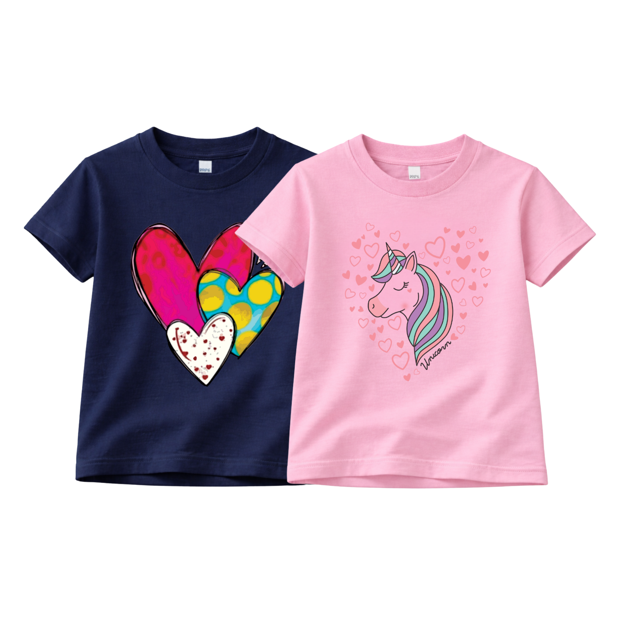 Girls Cute Graphic T-Shirt – Unicorn & Heart Cotton Tee | Trends-Kids
