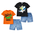 Boys Graphic Animal T-Shirt & Denim Shorts Set – Crocodile / Shark Combo