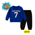Blue Sweatshirt & Black Joggers Kids Set – Premium Cotton Winter Wear