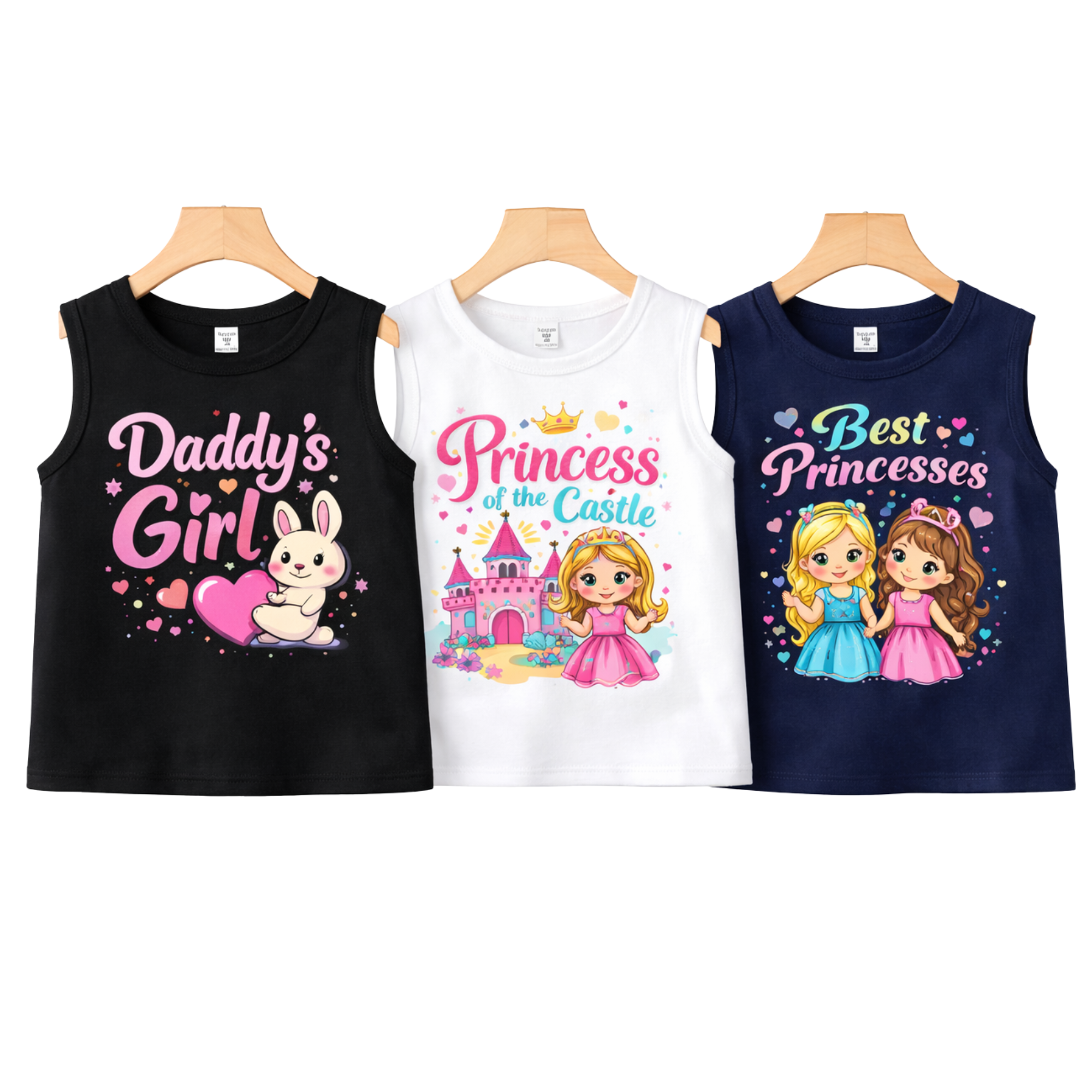Girls Princess Cotton Tank Top – Daddy’s Girl, Princess of the Castle & Best Princess