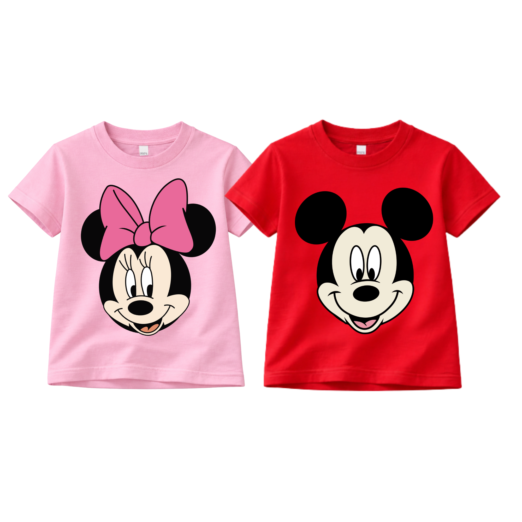 Premium Kids Cartoon Face Cotton T-Shirt – Cute Girl & Boy Matching Tee
