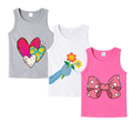Girls 100% Cotton Summer Tank Top – Cute Heart, Flower & Bow Print
