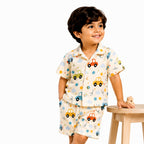 Premium Kids Car Print Summer Shirt & Shorts Set –  2 Piece