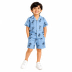 Palm Tree Print Summer Shirt & Shorts for Baby & Kids Sky  Set