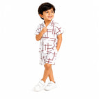 Premium Kids Minimal Line Print Shirt & Shorts Set –  Summer 2 Piece