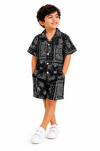 Summer Kids Premium Set – Bandana Print Shirt + Shorts