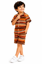 Premium Kids Tribal Pattern Shirt & Shorts Set – Summer 2 Piece