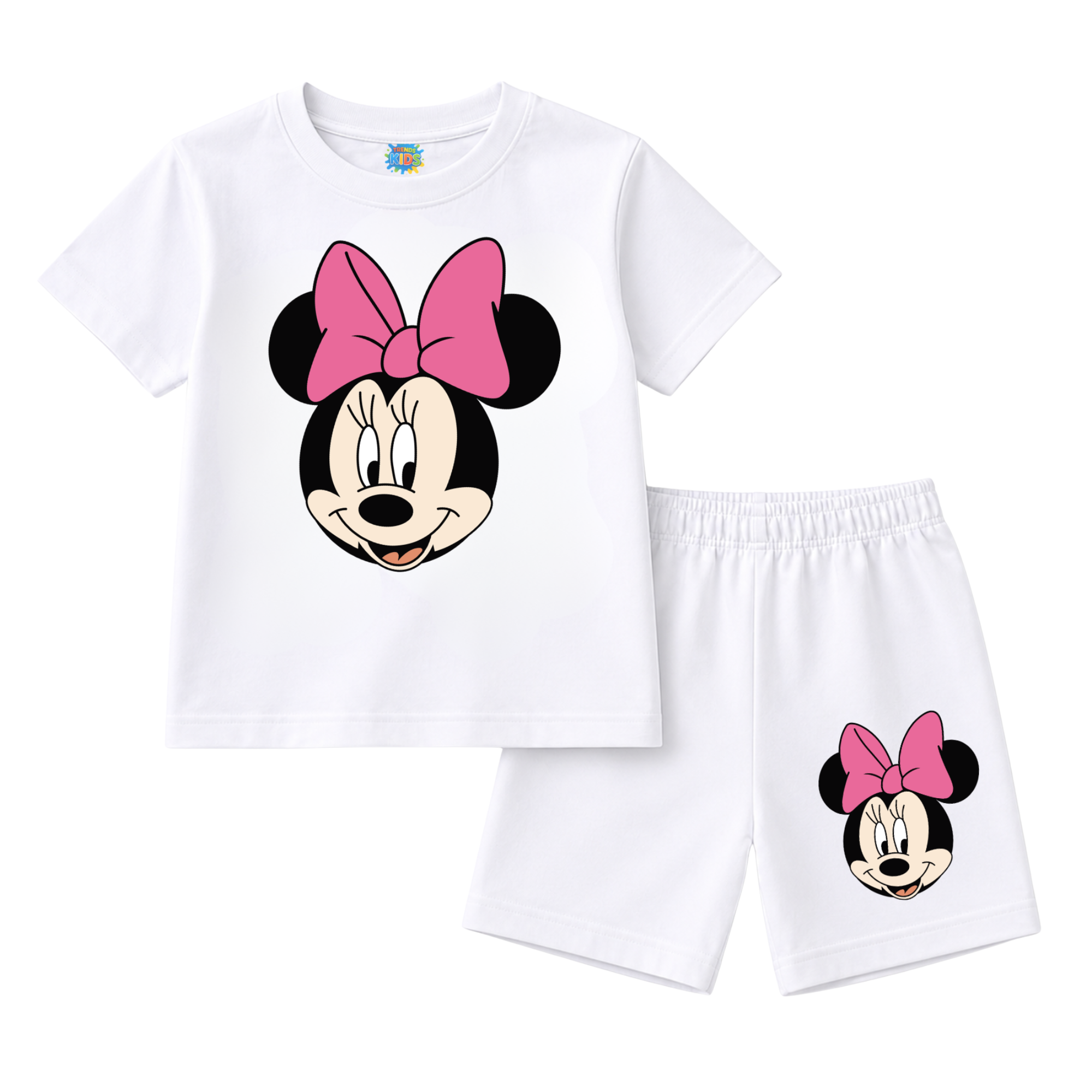 Cute Girl face with pink bow Cartoon Baby Set | ST-MIC-WHT