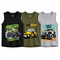 Boys Vehicle Print Tank Top Combo Pack (3 PCS) –  | TT3C-CAR2-MIX