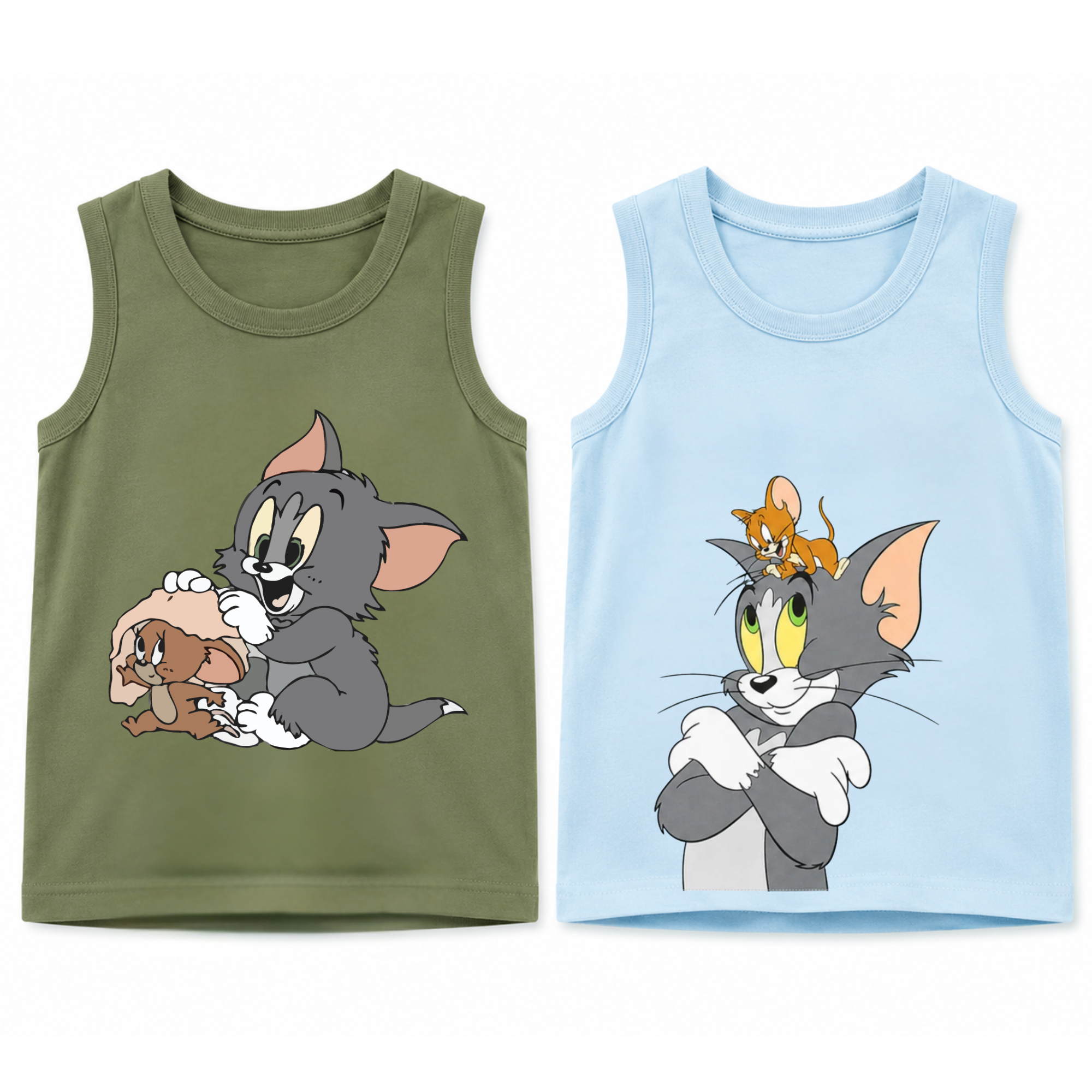 Cute Cat Cartoon Kids Tank Top Combo Pack (2 PCS) | TT2C-TOMGRY-MIX