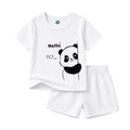 Basic Toddler Two-Piece Summer Set: Panda "Hello" Tee & Shorts Set