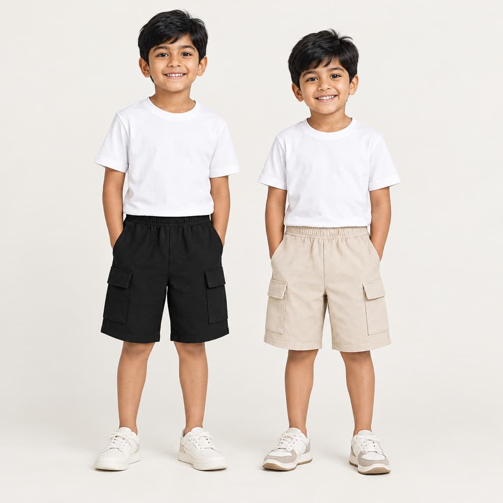 Boys Cargo Shorts horts Combo Pack – 2 Pieces  Soft Summer Shorts