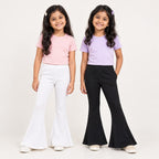 Noomelfish Girls Ribbed Flared Pants Cotton Ruffle Leggings Bell Bottoms