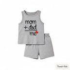 Kids Mom + Dad Tank Top Cute Baby Sleeveless Tee | TT-MOMDAD-GRY